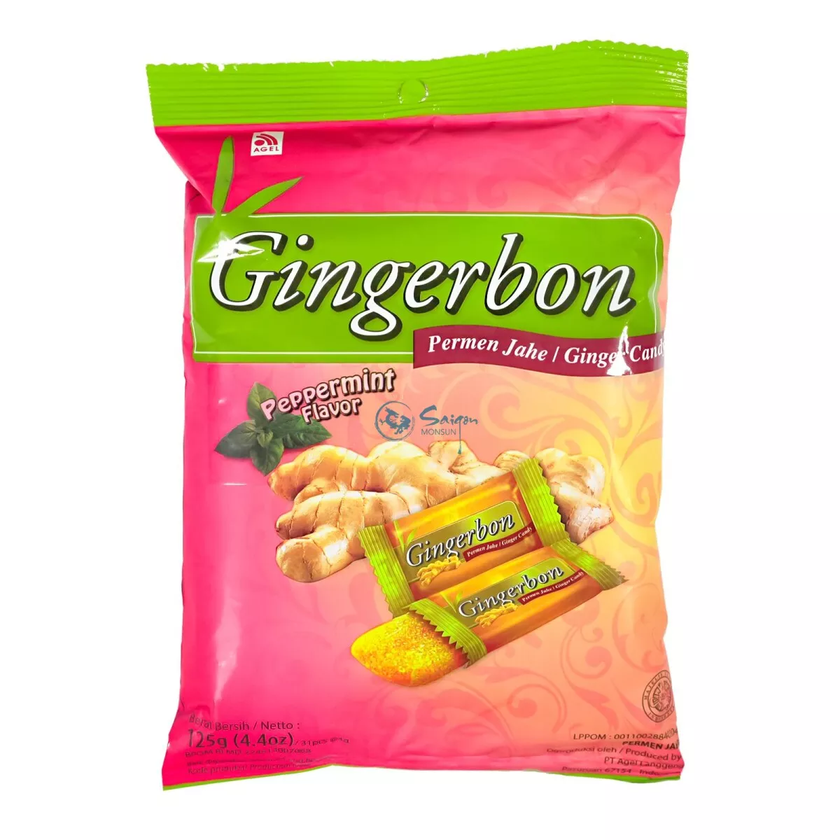 Bonbon de gingembre à la menthe  125gr AGEL