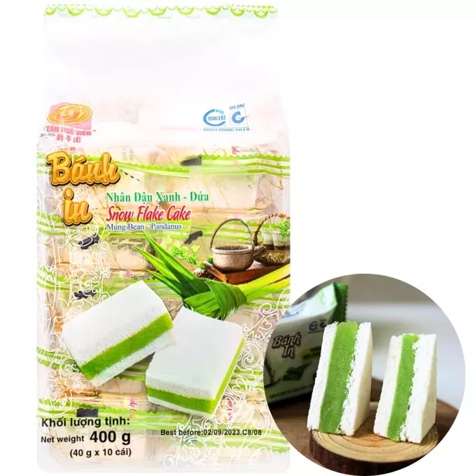 Gâteaux de riz soufflé Pandan 10x40g TAN HUE VIEN