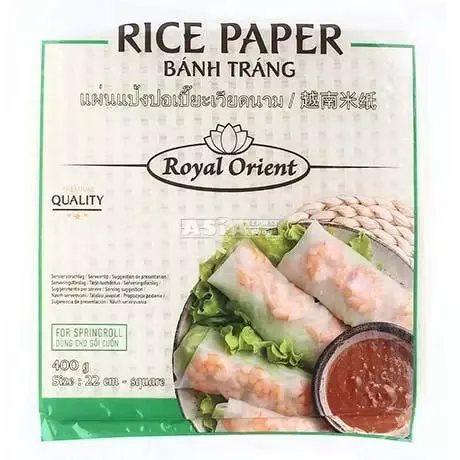 Galettes de riz pour rouleaux d'été carrés 400g 22cm ROYAL ORIENT