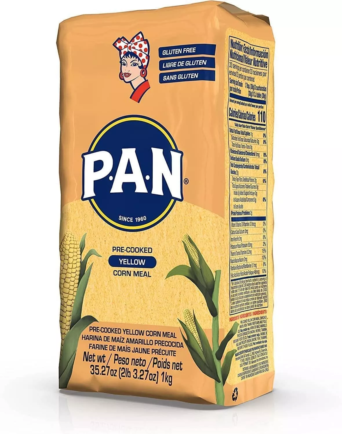 Farine de maïs jaune pure 1kg P.A.N