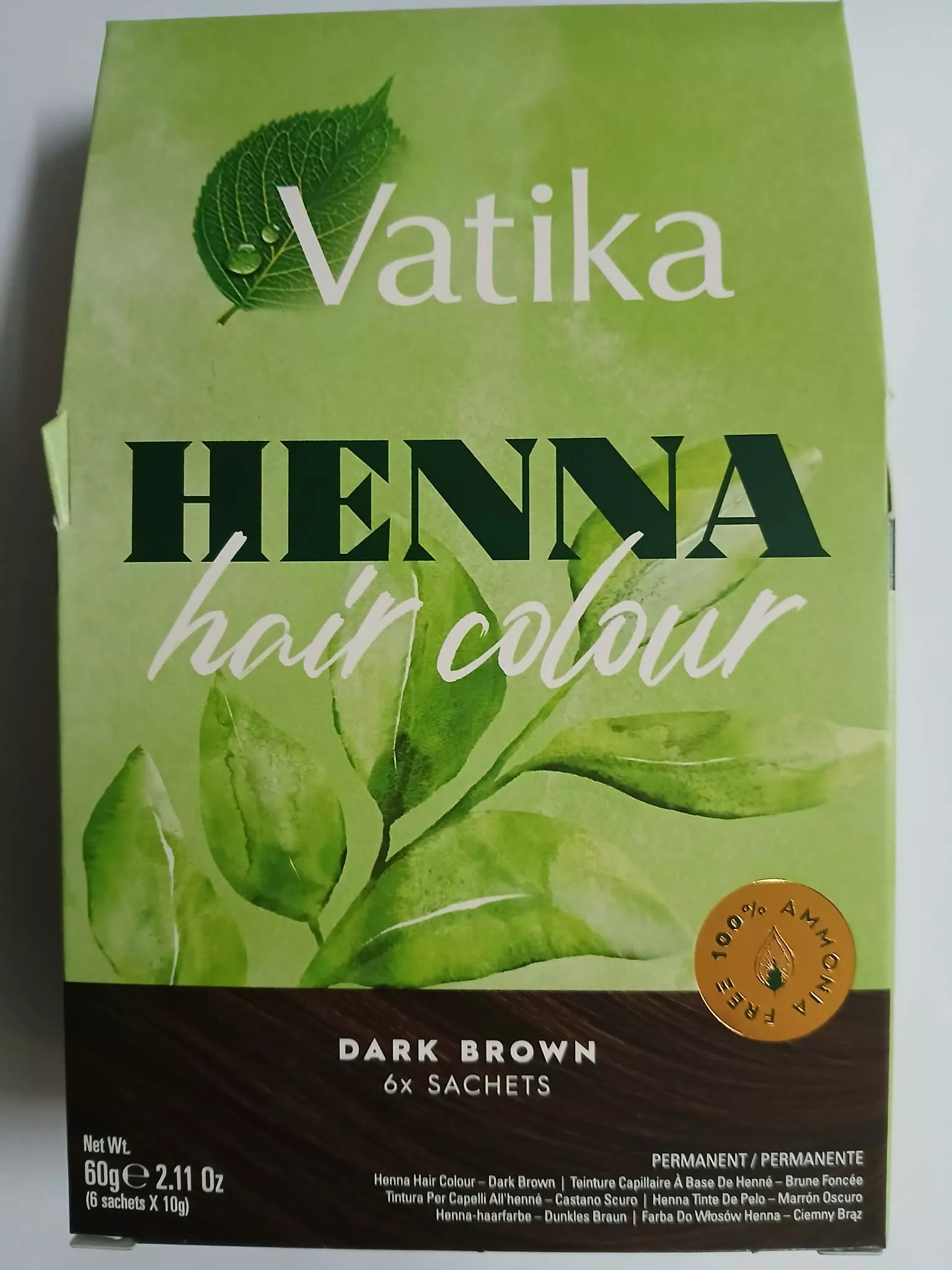 Hair colour Henna Dark brown 6 sachets VATIKA