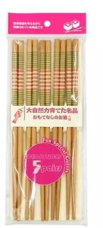 Baguette en bambou avec lignes vert-rouge  5 paires